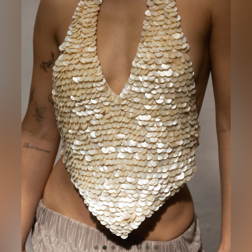 Mother of Pearl Shell Halter Top